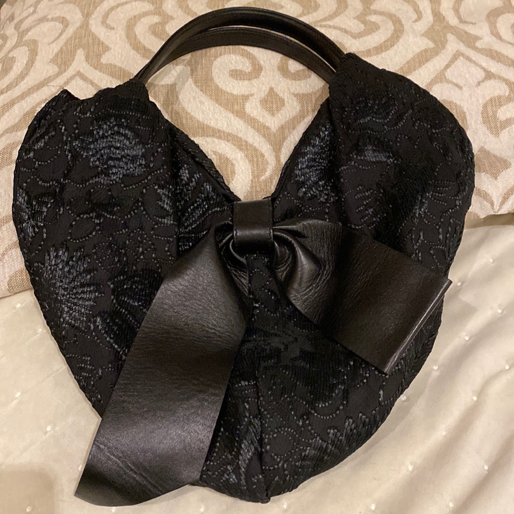 Valentino heart shaped lace & leather handbag